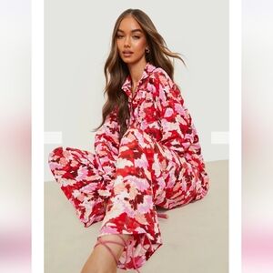 Floral Red and Pink Women's Set For Vacation, Work, Wedding‎ Or Fun Sz 6